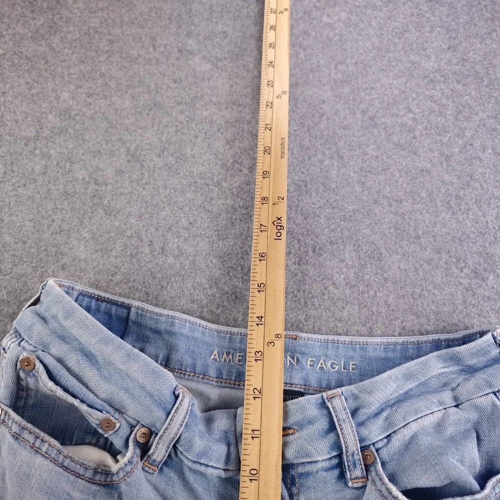 American Eagle Curvy Super High Rise Baggy Wide Leg Jeans Women's 8 Light Wash